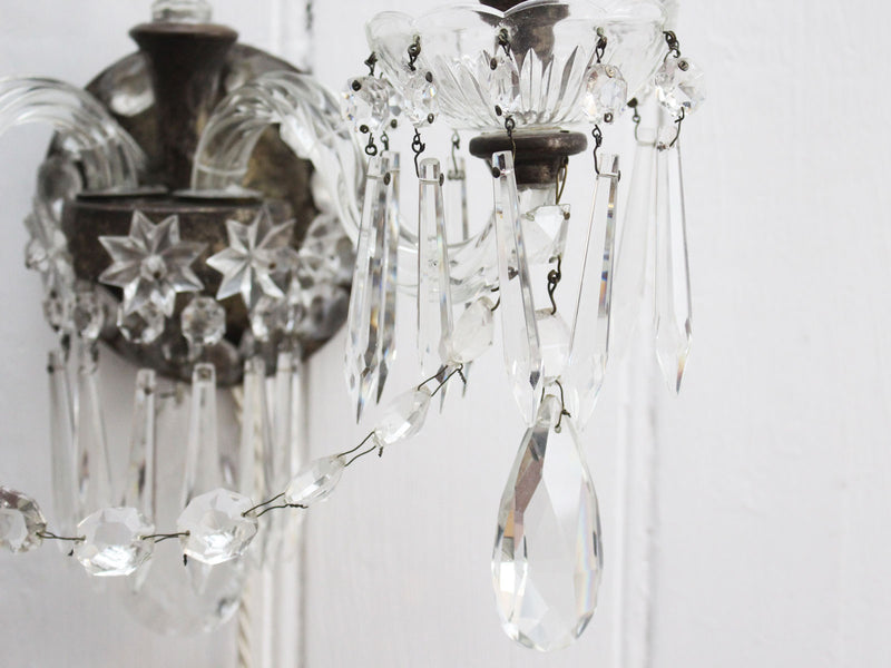 A Pair of Ornate Napoleon III French Crystal Wall Lights