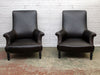 A Very Large Pair of Dark Chocolate Leather Napoleon III French Library Armchairs