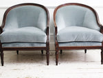 A Pair of Magnificent 18th C Italian Gondola Armchairs with Footstool