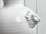 A Pair of 1950's Italian White Ceramic Table Lights with Lion Head Detail