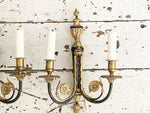 A Pair of 1950's Empire Style French Three Light Brass Sconces
