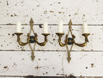 A Pair of French Empire Revival Brass Wall Sconces