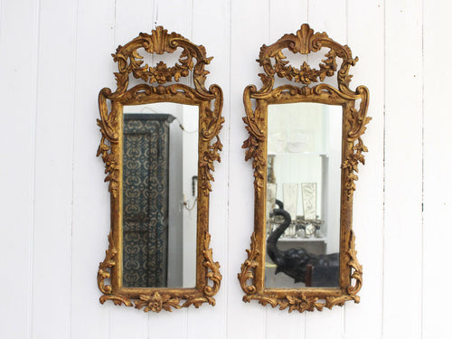 A Pair of 18th Century Italian Giltwood Mirrors