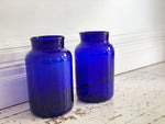 A Pair Antique French Handblown Cobalt Blue Glass Jars