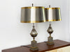 A Rare Pair of 1950's Maison Charles Lotus Table Lights with Original Shades