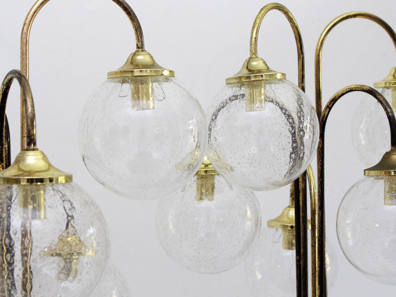 A Pair of Brass 1970's Italian Floor Lights with 5 Glass Globes