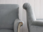 A Pair of Late 19th C Painted Scroll Back Velvet Armchairs II