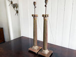A Pair of Late 17th C Polychrome Wooden Columns Mounted as Lamps