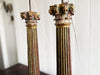 A Pair of Late 17th C Polychrome Wooden Columns Mounted as Lamps