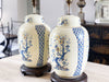 A Pair of 1970's American Chinoiserie Decorated Ceramic Table Lamps