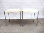 A Pair of 1960's Chrome & Cowhide Stools