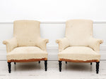 A pair of large Napoleon III French library armchairs