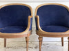 A Pair of 19th C English Oak Library Tub Armchairs with Velvet Covering
