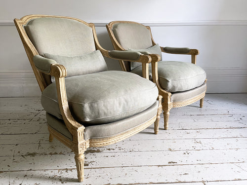 An Outstanding Pair of Louis XVI Style Napoleon III Marquise Armchairs