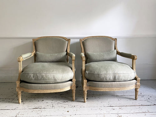 An Outstanding Pair of Louis XVI Style Napoleon III Marquise Armchairs