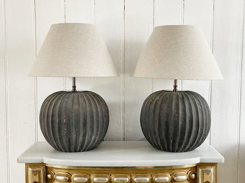 A Pair of Blackened Terracotta Table Lamps