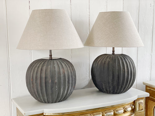A Pair of Blackened Terracotta Table Lamps