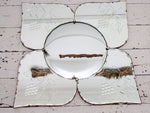 Unique Large Matched Pair of Mid Century French Flower Butterfly Convex Mirrors