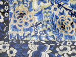 A Pair of 19th C Framed Blue, Black & Ivory Silk Embroidered Panels
