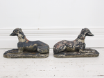 Mid Century Pair of Painted Stone Whippet Dogs
