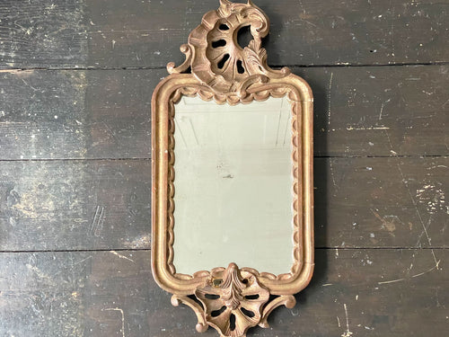 A Small French Early 19th C Carved Giltwood Mirror