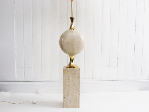 A 1970's Very Large Sculptural Travertine Floor Light by Philippe Barbier