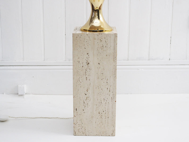 A 1970's Very Large Sculptural Travertine Floor Light by Philippe Barbier