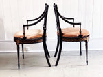 Four Pairs of 1950's Ebonised Pierre Lottier Hepplewhite Style Armchairs