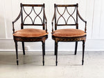 Four Pairs of 1950's Ebonised Pierre Lottier Hepplewhite Style Armchairs