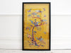 Rare 19th C Yellow Silk Chinese Embroidered Panels with Phoenix & Foliage