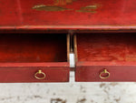 A Regency Red Lacquered Chinoiserie Faux Bamboo Bonheur Du Jour