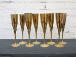A set of 8 Nicely Worn French 1960's Brass and Silver plated Champagne Flutes