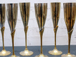 A set of 6 Nicely Worn French 1960's Brass and Silver plated Champagne Flutes