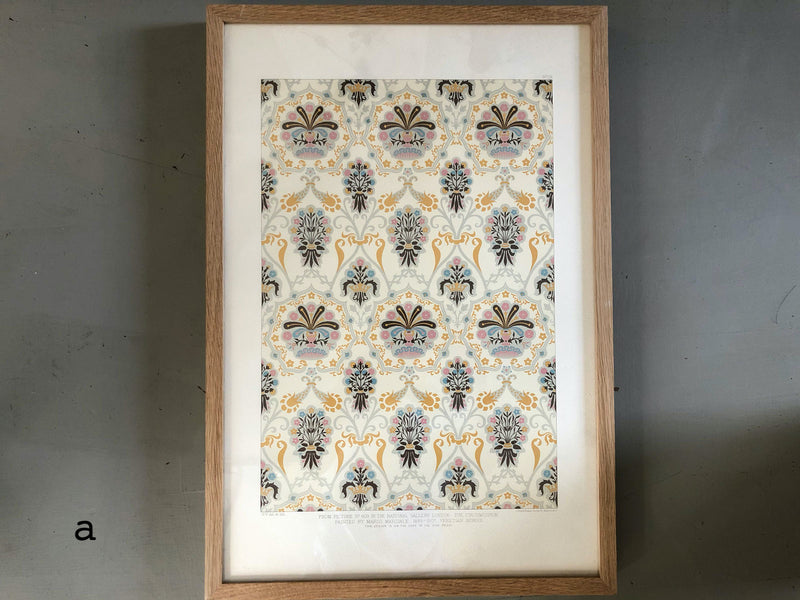 A Set of Colourful Framed Lithographs of Textile Designs