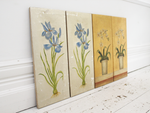 Two Pairs of French Gold and Silver Floral Canvas Paintings