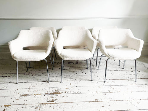 A Rare Set of Six 1960's Conran Sheepskin Executive Armchairs