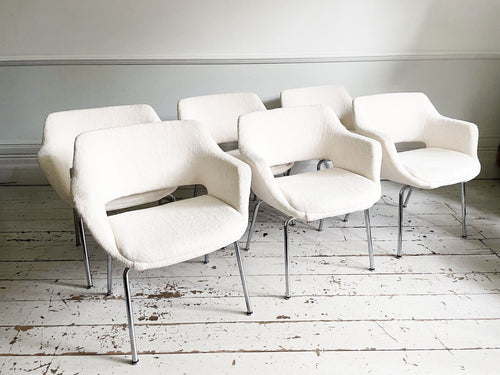 A Rare Set of Six 1960's Conran Sheepskin Executive Armchairs