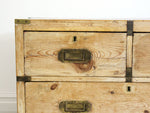 Late 19th C Small Pine Campaign Chest of Drawers
