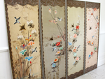 A Beautiful Four Piece Set of Hand Painted & Embroidered Chinoiserie Panels