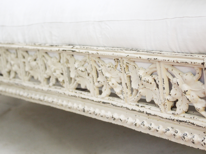 19th Century Antique Painted White Metal French Iron Daybed