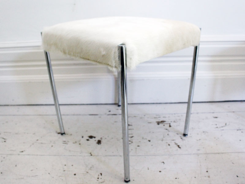 A Pair of 1960's Chrome & Cowhide Stools