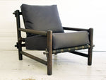 A Superb Pair of French 1960's Dark Pine Sling Lounger Chairs