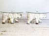 A Pair of Carved & Painted Wooden Elephant Side Tables with Glass Tops