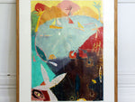A Colourful Abstract Screen Print of Lake Scene Entitled 'Biking Round the Lake'