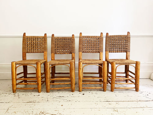 A Set of Four Mid Century Spanish Rope and Wood Chairs - Vintage Furniture London - Streett Marburg