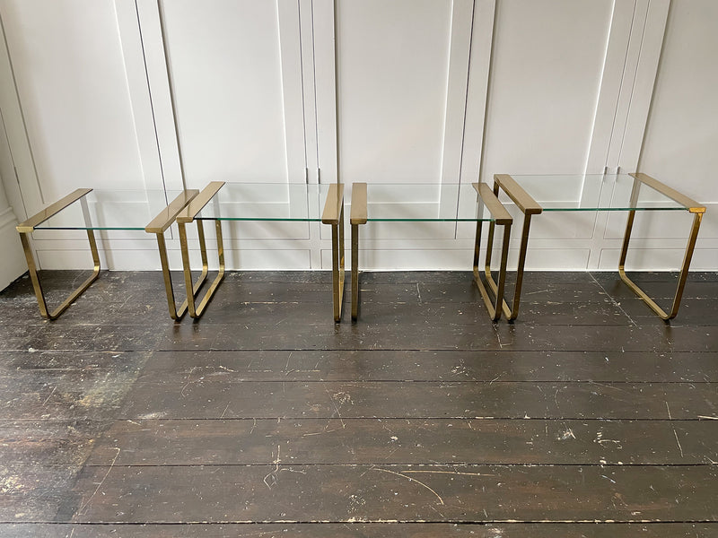 Two Pairs of 1970's French Brass Nesting Side Tables