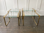 Two Pairs of 1970's French Brass Nesting Side TablesTwo Pairs of 1970's French Brass Nesting Side Tables