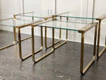 Two Pairs of 1970's French Brass Nesting Side TablesTwo Pairs of 1970's French Brass Nesting Side Tables