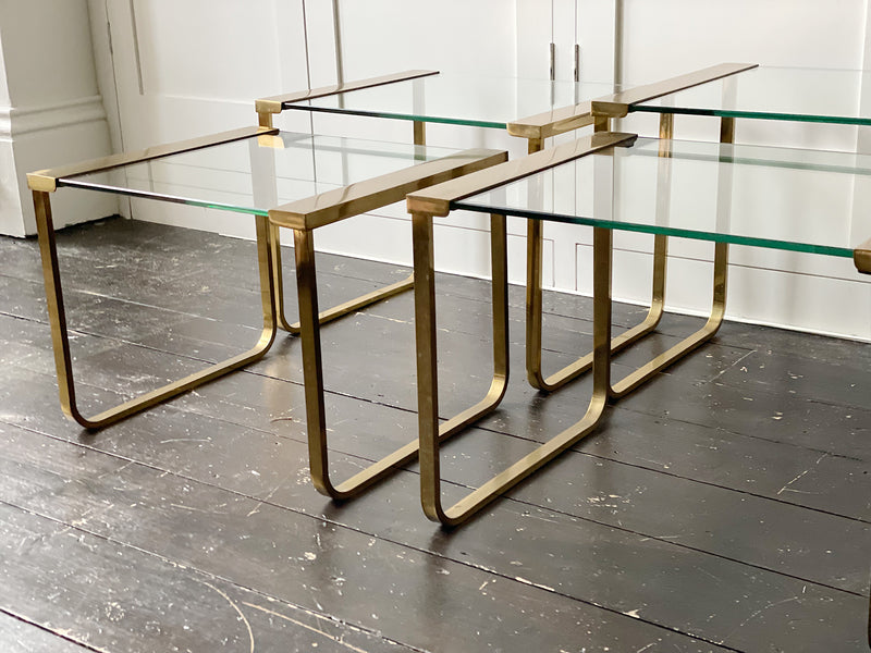 Two Pairs of 1970's French Brass Nesting Side Tables