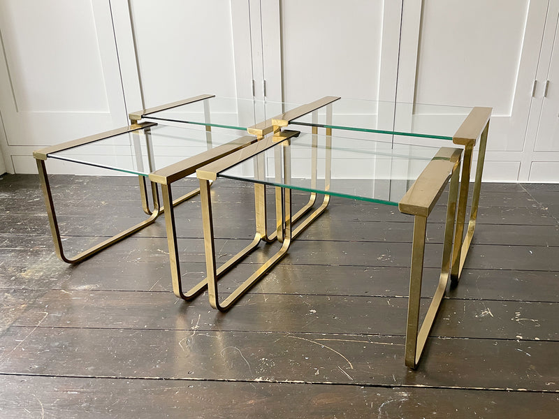 Two Pairs of 1970's French Brass Nesting Side Tables